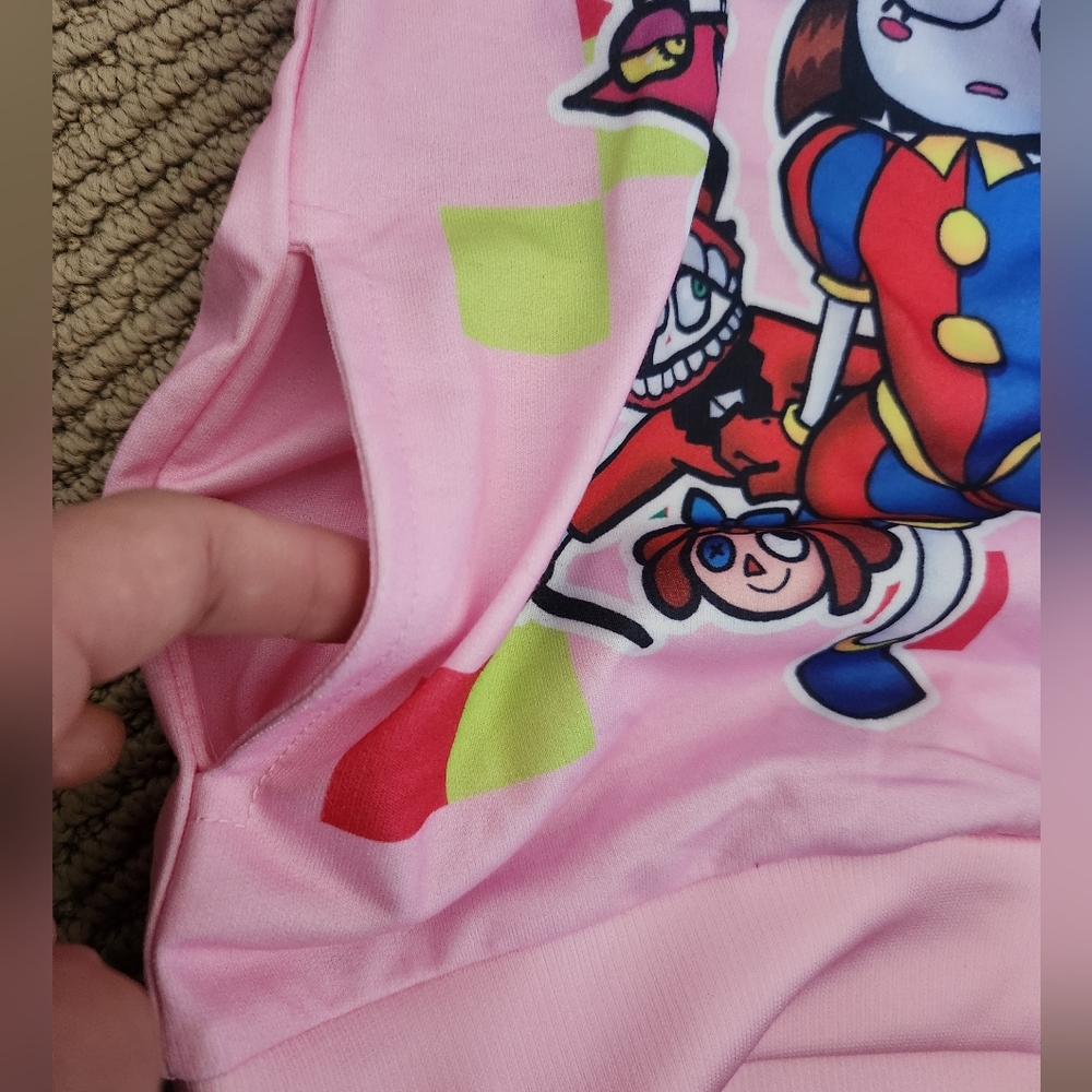 Pink Kid's Amazing Digital Circus Hoodie With Pocket Girls - Picture 8 of 8